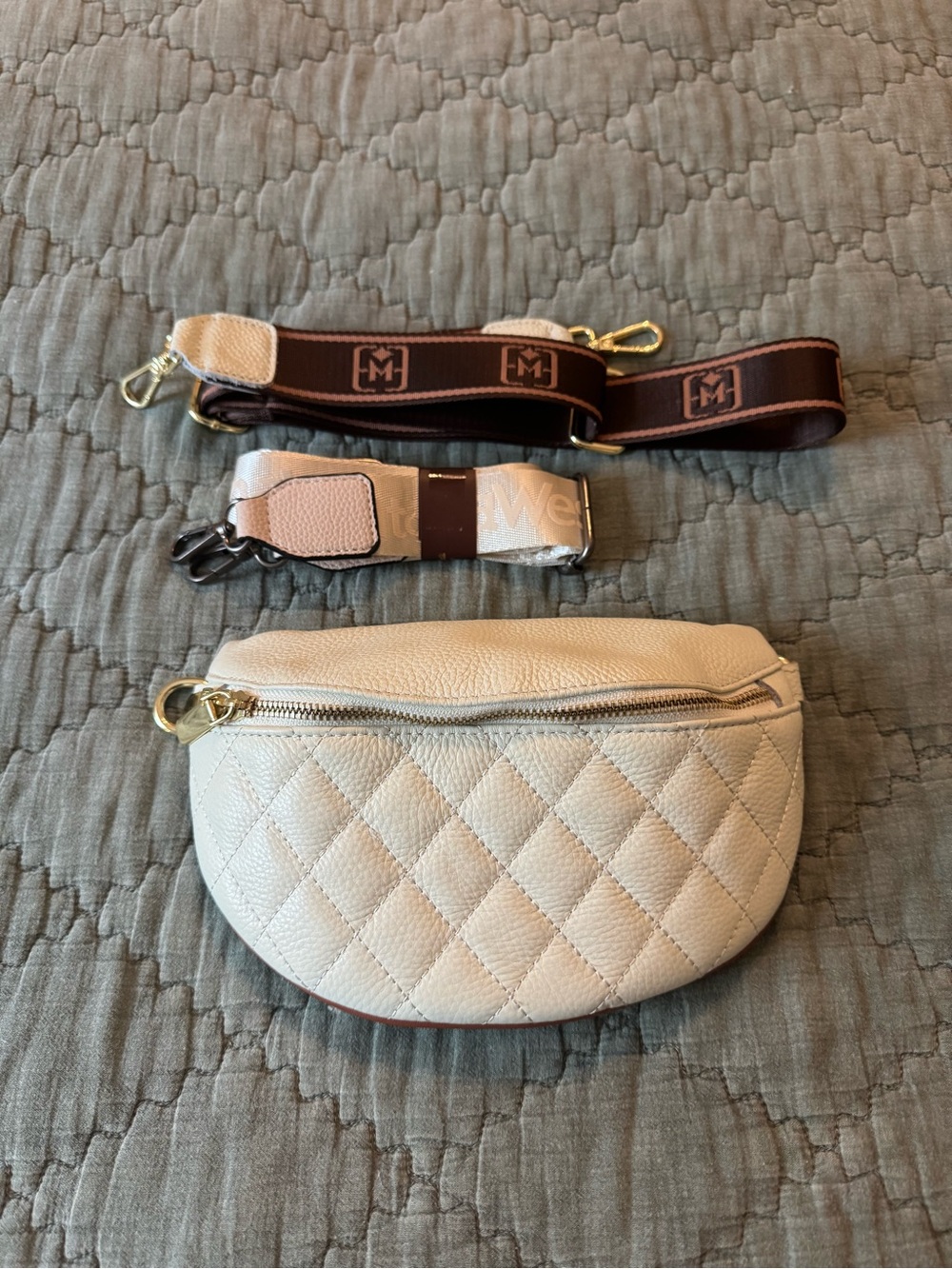 Amazon Cream Quilted Crossbody Bag